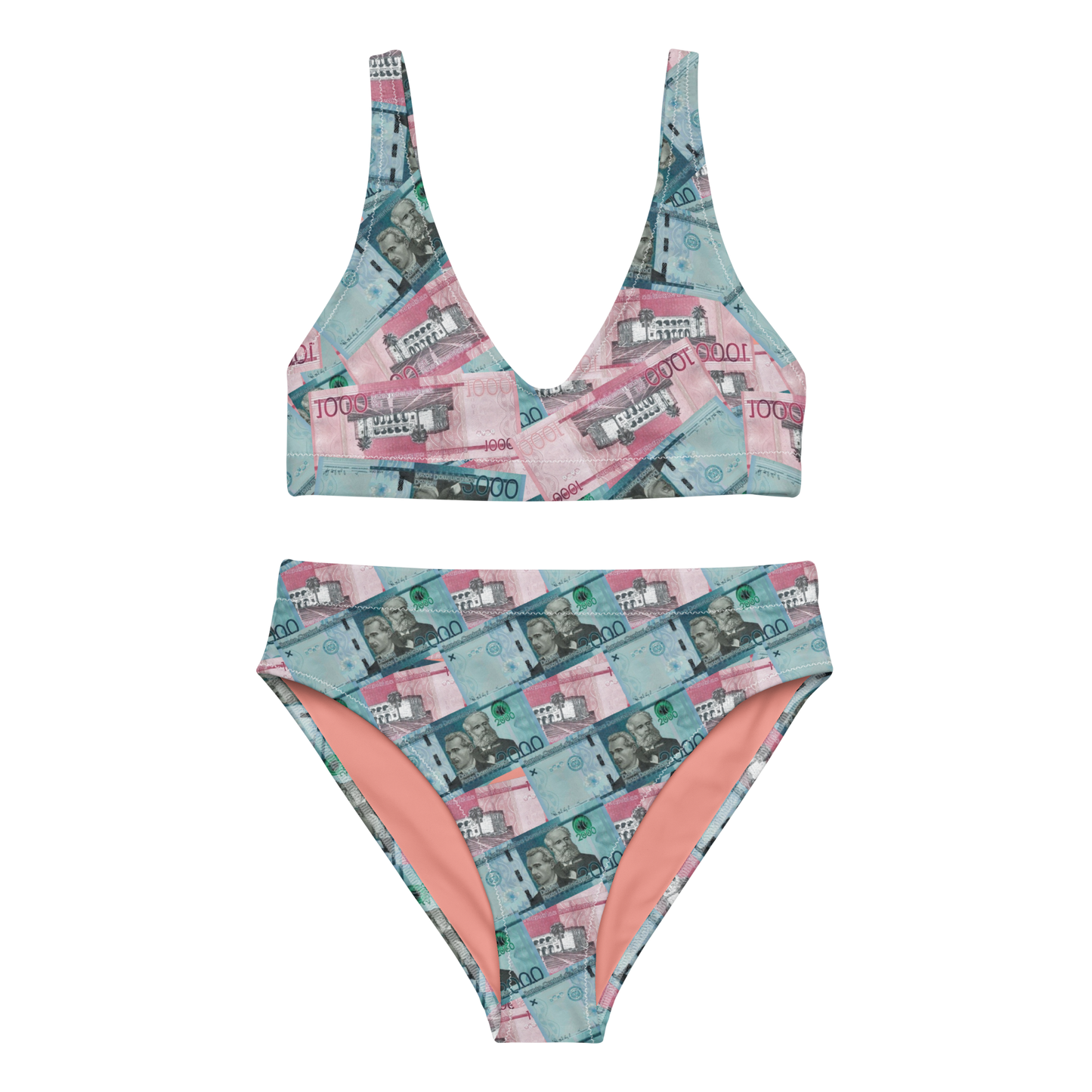 1000 y 2000 Dominican Pesos High-Waisted Two Piece Bikini Set Swimsuit
