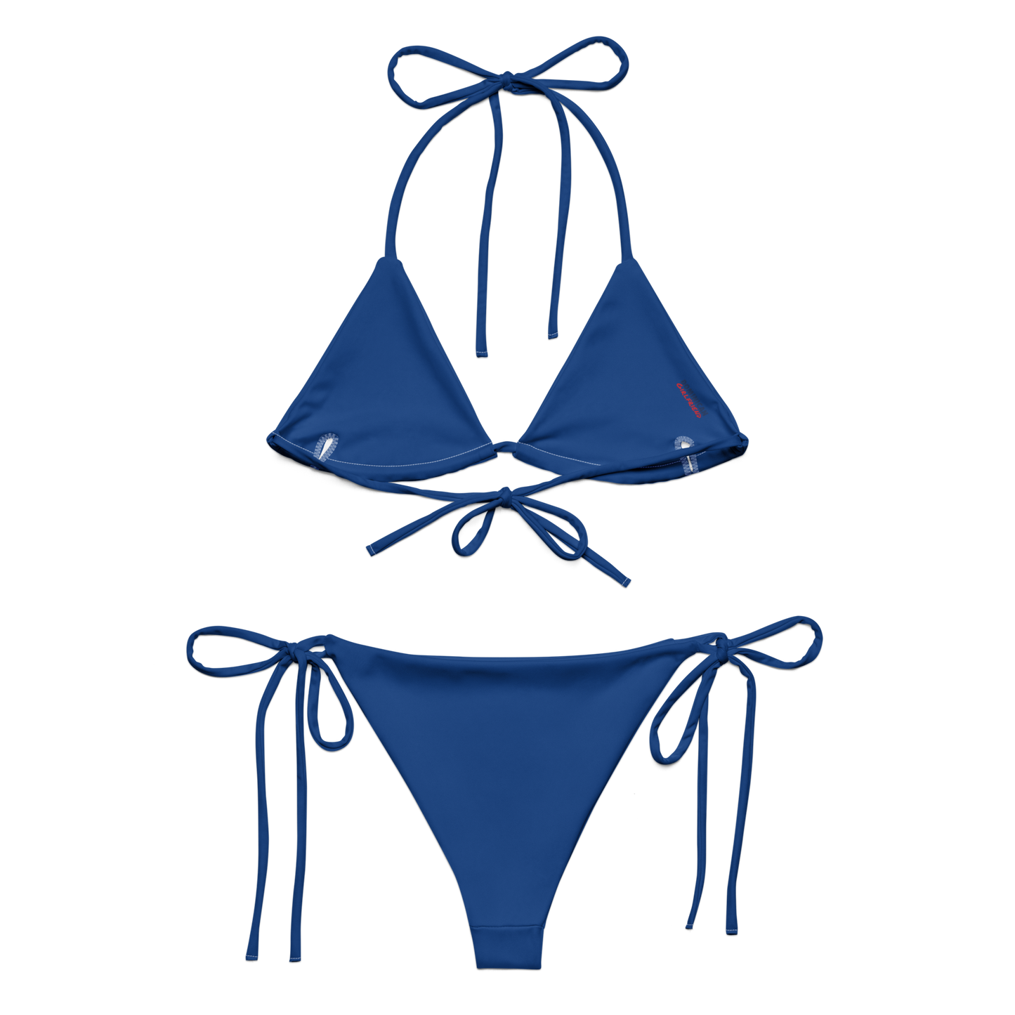 Dominican Republic Flag Two Piece Blue String Bikini Set Swimsuit