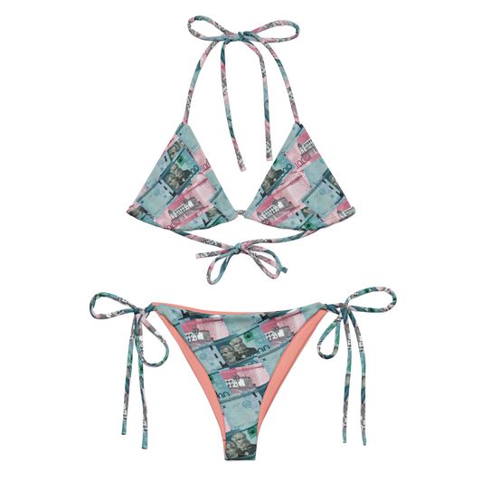 1000 y 2000 Dominican Pesos All-over Print Two Piece String Bikini Set Swimsuit
