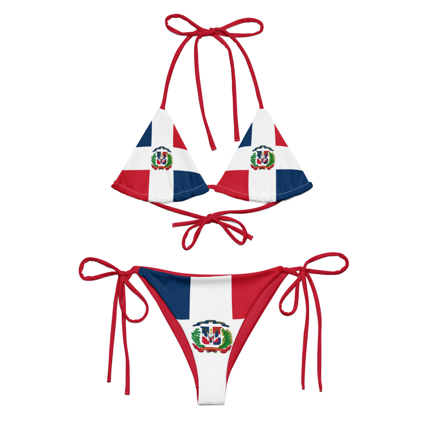 Dominican Republic Flag All-over Print Two Piece String Bikini Set Swimsuit