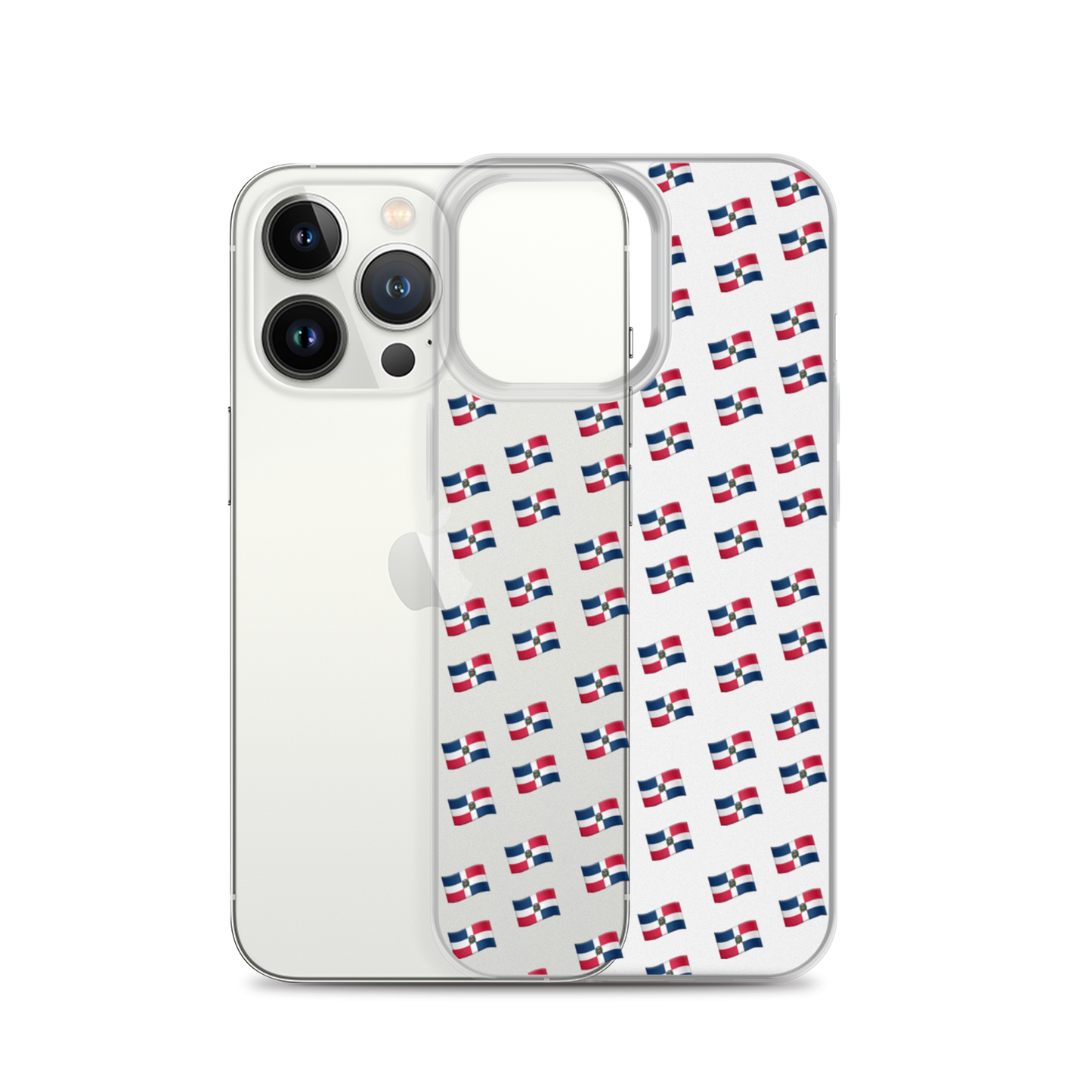 All-Over Emoji República Dominicana Flag iPhone Case (Transparent)