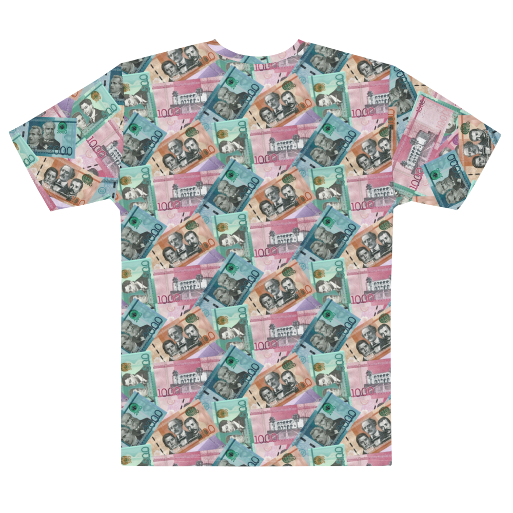 Dominican Pesos All-Over Men's T-shirt  - 2020 - DominicanGirlfriend.com - Frases Dominicanas - República Dominicana Lifestyle Graphic T-Shirts Streetwear & Accessories - New York - Bronx - Washington Heights - Miami - Florida - Boca Chica - USA - Dominican Clothing