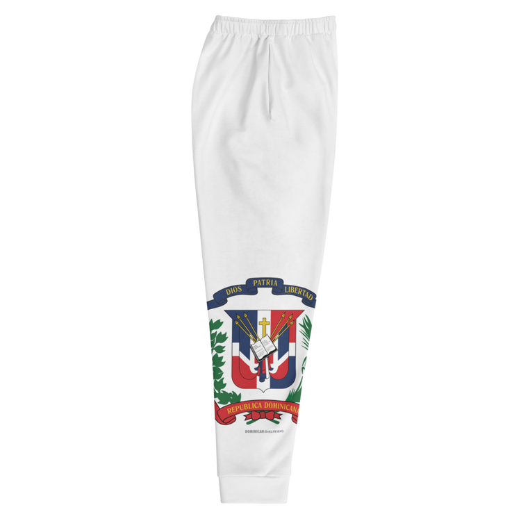 Escudo de la República Dominicana Men's White Sweatpants Joggers - 2020 - DominicanGirlfriend.com - Frases Dominicanas - República Dominicana Lifestyle Graphic T-Shirts Streetwear & Accessories - New York - Bronx - Washington Heights - Miami - Florida - Boca Chica - USA - Dominican Clothing