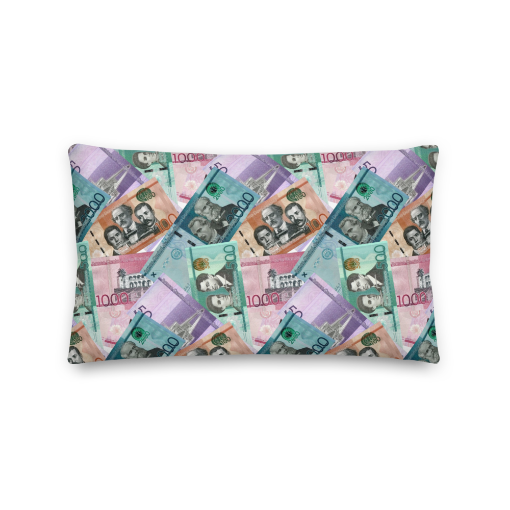 Dominican Pesos Premium Pillow  - 2020 - DominicanGirlfriend.com - Frases Dominicanas - República Dominicana Lifestyle Graphic T-Shirts Streetwear & Accessories - New York - Bronx - Washington Heights - Miami - Florida - Boca Chica - USA - Dominican Clothing