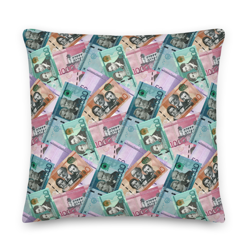 Dominican Pesos Premium Pillow  - 2020 - DominicanGirlfriend.com - Frases Dominicanas - República Dominicana Lifestyle Graphic T-Shirts Streetwear & Accessories - New York - Bronx - Washington Heights - Miami - Florida - Boca Chica - USA - Dominican Clothing
