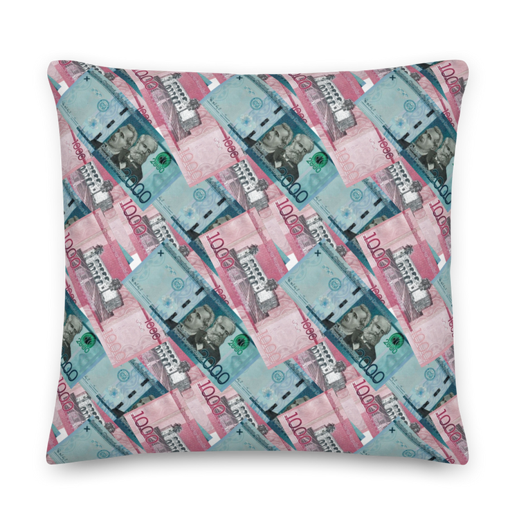 1000 y 2000 Dominican Pesos Premium Pillow - 2020 - DominicanGirlfriend.com - Frases Dominicanas - República Dominicana Lifestyle Graphic T-Shirts Streetwear & Accessories - New York - Bronx - Washington Heights - Miami - Florida - Boca Chica - USA - Dominican Clothing
