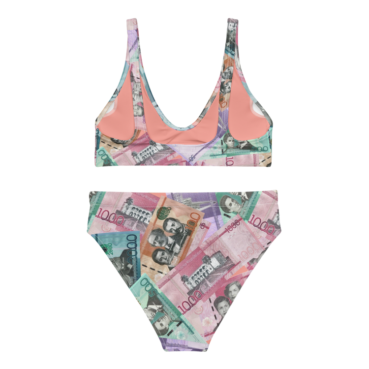 Dominican Pesos High-Waisted Bikini - 2020 - DominicanGirlfriend.com - Frases Dominicanas - República Dominicana Lifestyle Graphic T-Shirts Streetwear & Accessories - New York - Bronx - Washington Heights - Miami - Florida - Boca Chica - USA - Dominican Clothing