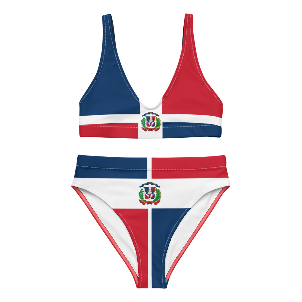 Dominican Republic Flag High-Waisted Two Piece Bikini - 2020 - DominicanGirlfriend.com - Frases Dominicanas - República Dominicana Lifestyle Graphic T-Shirts Streetwear & Accessories - New York - Bronx - Washington Heights - Miami - Florida - Boca Chica - USA - Dominican Clothing