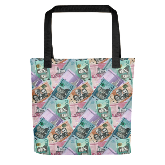 Dominican Pesos Tote Bag  - 2020 - DominicanGirlfriend.com - Frases Dominicanas - República Dominicana Lifestyle Graphic T-Shirts Streetwear & Accessories - New York - Bronx - Washington Heights - Miami - Florida - Boca Chica - USA - Dominican Clothing