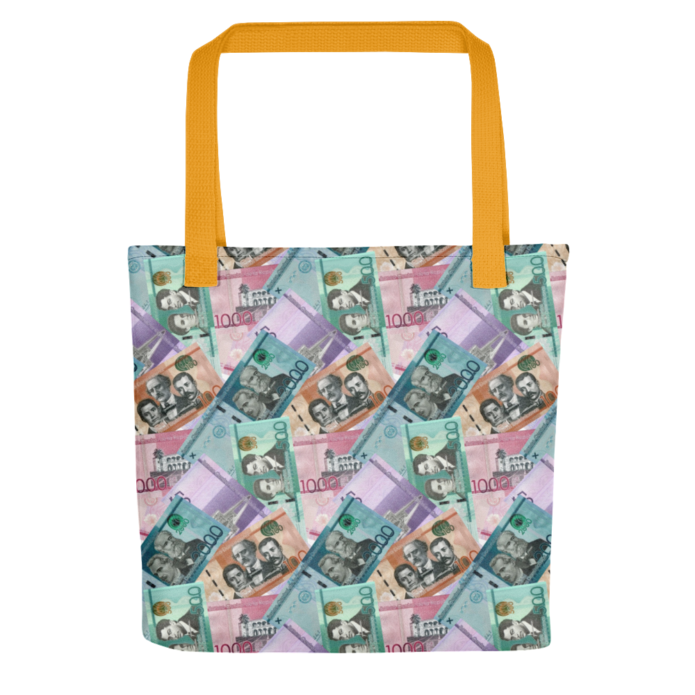 Dominican Pesos Tote Bag - 2020 - DominicanGirlfriend.com - Frases Dominicanas - República Dominicana Lifestyle Graphic T-Shirts Streetwear & Accessories - New York - Bronx - Washington Heights - Miami - Florida - Boca Chica - USA - Dominican Clothing