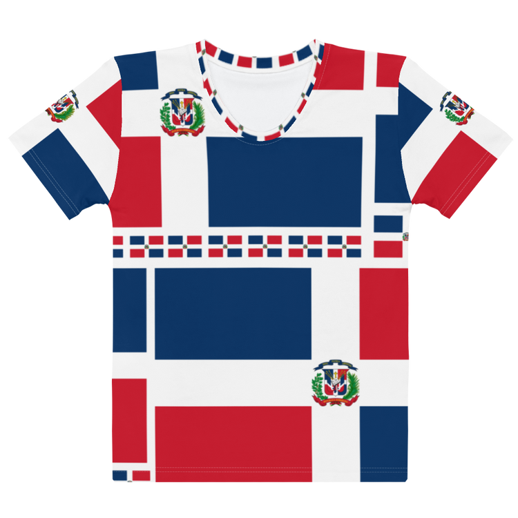 Dominican Republic Flag All-Over Collage Women's T-shirt - 2020 - DominicanGirlfriend.com - Frases Dominicanas - República Dominicana Lifestyle Graphic T-Shirts Streetwear & Accessories - New York - Bronx - Washington Heights - Miami - Florida - Boca Chica - USA - Dominican Clothing