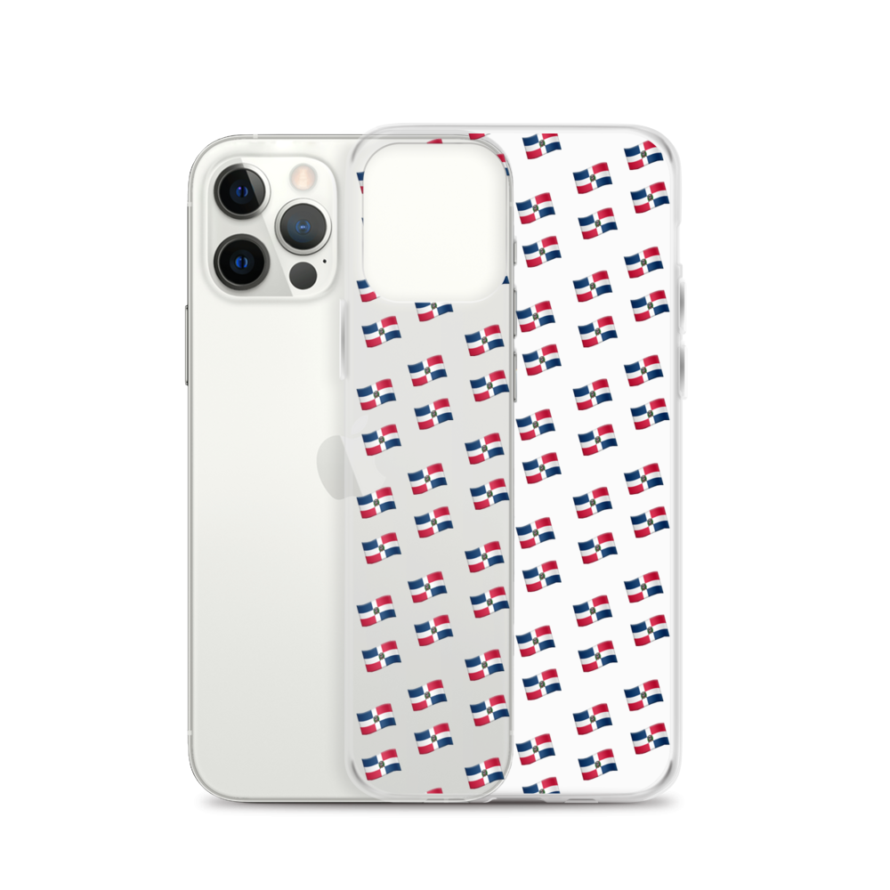 All-Over Emoji República Dominicana Flag iPhone Case (Transparent) - 2020 - DominicanGirlfriend.com - Frases Dominicanas - República Dominicana Lifestyle Graphic T-Shirts Streetwear & Accessories - New York - Bronx - Washington Heights - Miami - Florida - Boca Chica - USA - Dominican Clothing