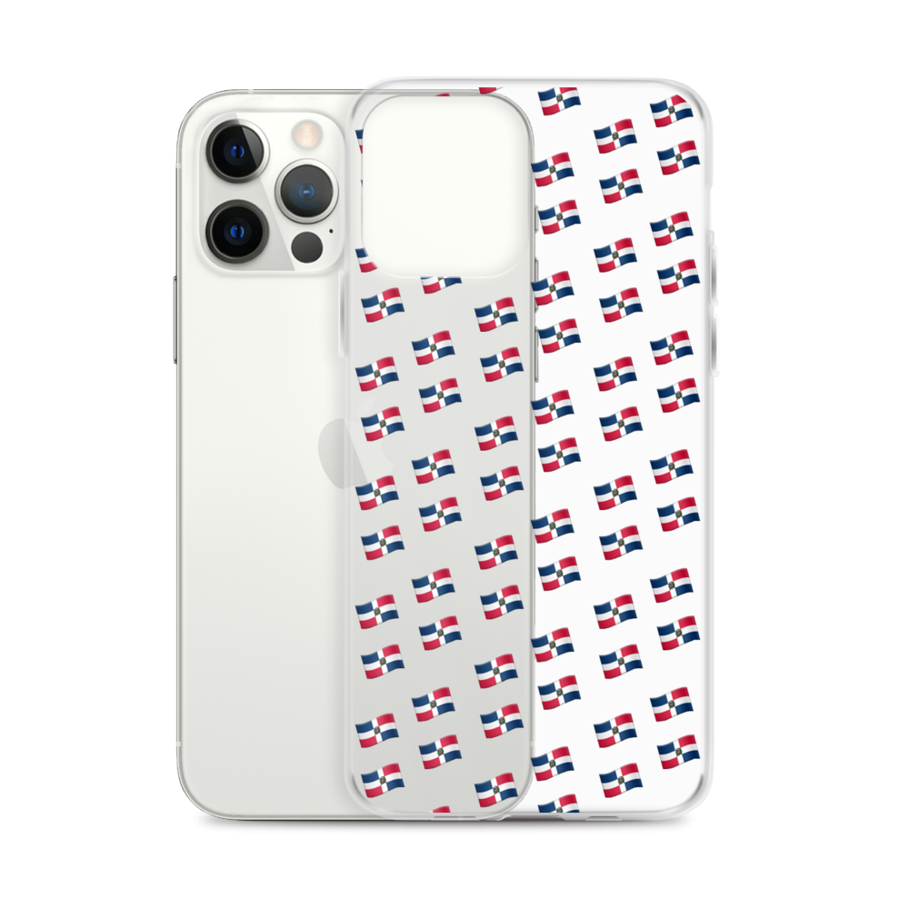 All-Over Emoji República Dominicana Flag iPhone Case (Transparent) - 2020 - DominicanGirlfriend.com - Frases Dominicanas - República Dominicana Lifestyle Graphic T-Shirts Streetwear & Accessories - New York - Bronx - Washington Heights - Miami - Florida - Boca Chica - USA - Dominican Clothing