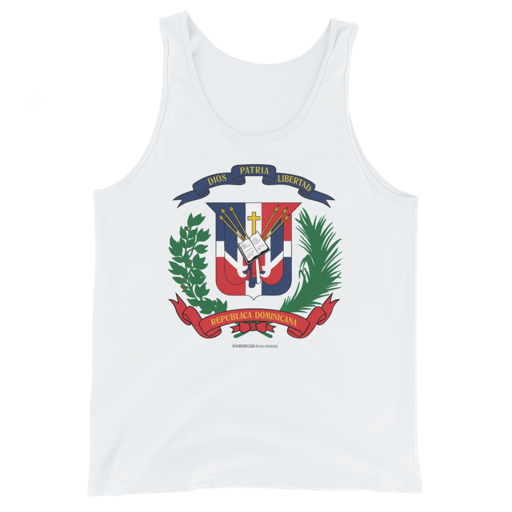 Escudo de la República Dominicana Unisex Tank Top  - 2020 - DominicanGirlfriend.com - Frases Dominicanas - República Dominicana Lifestyle Graphic T-Shirts Streetwear & Accessories - New York - Bronx - Washington Heights - Miami - Florida - Boca Chica - USA - Dominican Clothing