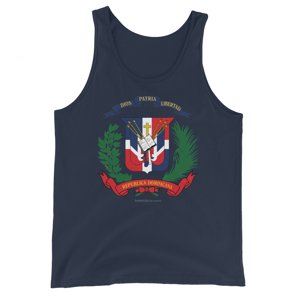 Escudo de la República Dominicana Unisex Tank Top  - 2020 - DominicanGirlfriend.com - Frases Dominicanas - República Dominicana Lifestyle Graphic T-Shirts Streetwear & Accessories - New York - Bronx - Washington Heights - Miami - Florida - Boca Chica - USA - Dominican Clothing
