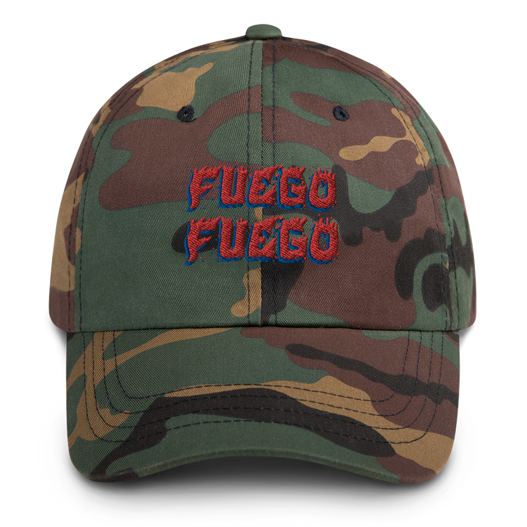 Fuego Dad hat - 2020 - DominicanGirlfriend.com - Frases Dominicanas - República Dominicana Lifestyle Graphic T-Shirts Streetwear & Accessories - New York - Bronx - Washington Heights - Miami - Florida - Boca Chica - USA - Dominican Clothing