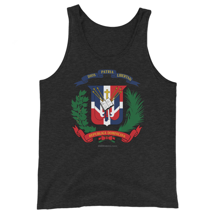 Escudo de la República Dominicana Unisex Tank Top - 2020 - DominicanGirlfriend.com - Frases Dominicanas - República Dominicana Lifestyle Graphic T-Shirts Streetwear & Accessories - New York - Bronx - Washington Heights - Miami - Florida - Boca Chica - USA - Dominican Clothing