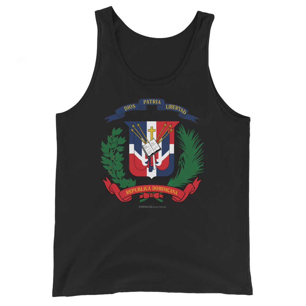 Escudo de la República Dominicana Unisex Tank Top  - 2020 - DominicanGirlfriend.com - Frases Dominicanas - República Dominicana Lifestyle Graphic T-Shirts Streetwear & Accessories - New York - Bronx - Washington Heights - Miami - Florida - Boca Chica - USA - Dominican Clothing
