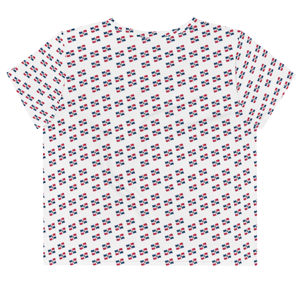 All-Over Emoji República Dominicana Flag Crop Top - 2020 - DominicanGirlfriend.com - Frases Dominicanas - República Dominicana Lifestyle Graphic T-Shirts Streetwear & Accessories - New York - Bronx - Washington Heights - Miami - Florida - Boca Chica - USA - Dominican Clothing