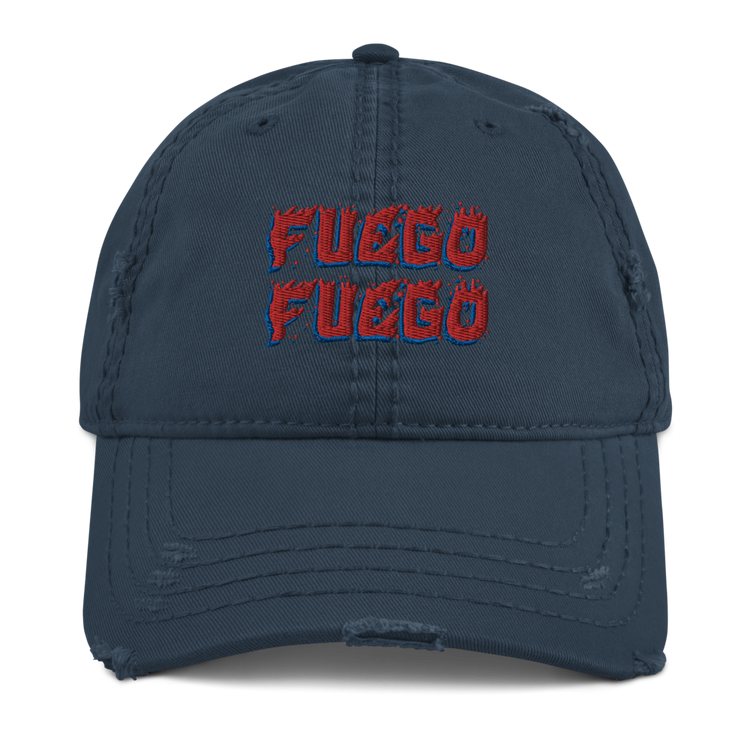 Fuego Distressed Dad Hat - 2020 - DominicanGirlfriend.com - Frases Dominicanas - República Dominicana Lifestyle Graphic T-Shirts Streetwear & Accessories - New York - Bronx - Washington Heights - Miami - Florida - Boca Chica - USA - Dominican Clothing