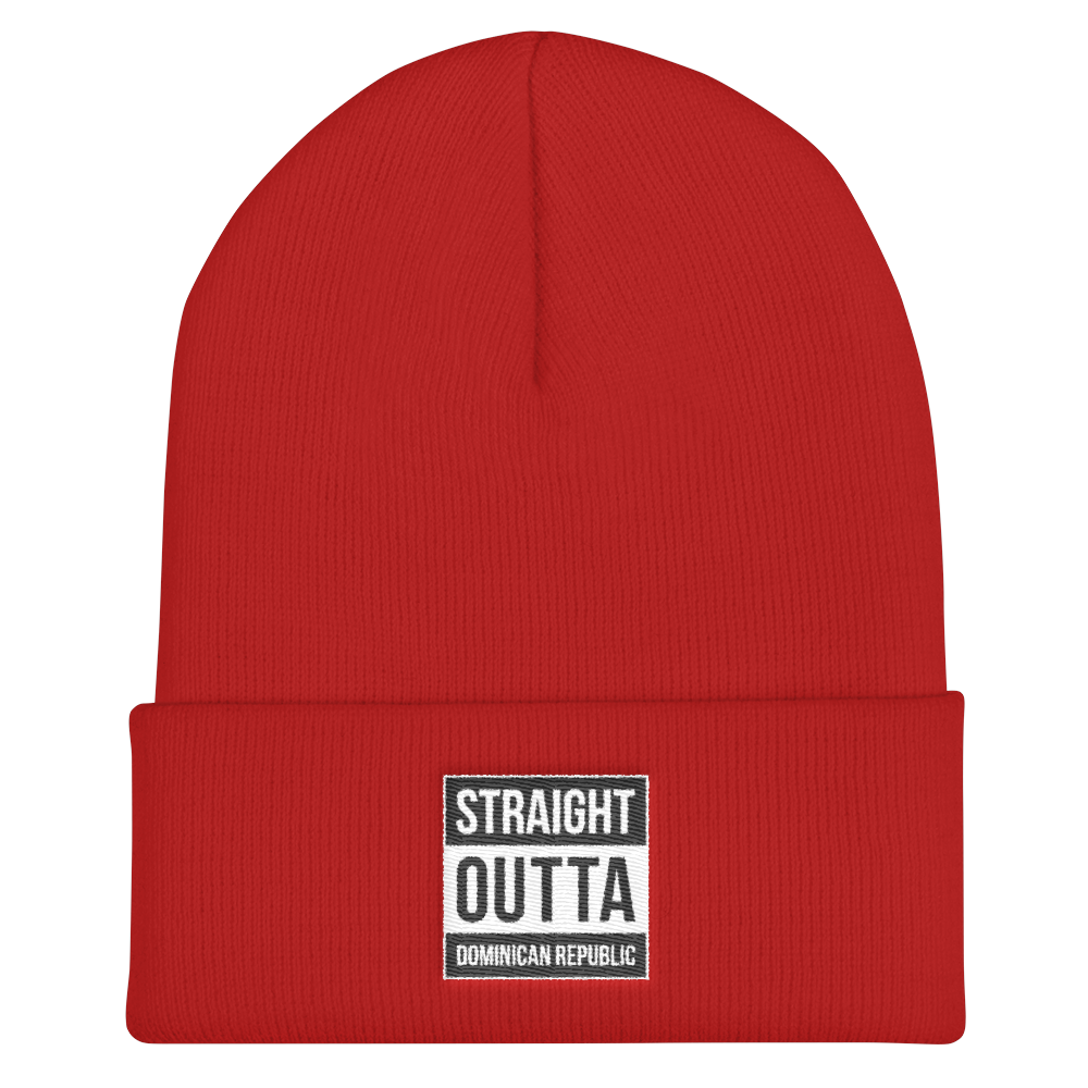 Straight Outta Dominican Republic Cuffed Beanie - 2020 - DominicanGirlfriend.com - Frases Dominicanas - República Dominicana Lifestyle Graphic T-Shirts Streetwear & Accessories - New York - Bronx - Washington Heights - Miami - Florida - Boca Chica - USA - Dominican Clothing