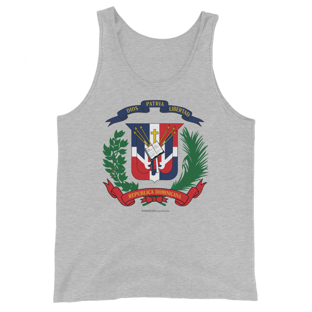 Escudo de la República Dominicana Unisex Tank Top  - 2020 - DominicanGirlfriend.com - Frases Dominicanas - República Dominicana Lifestyle Graphic T-Shirts Streetwear & Accessories - New York - Bronx - Washington Heights - Miami - Florida - Boca Chica - USA - Dominican Clothing