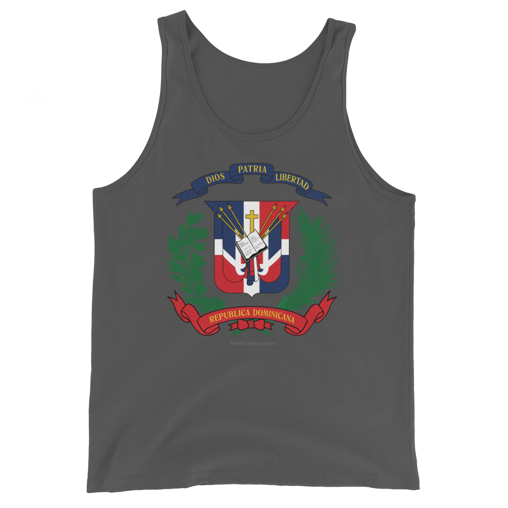 Escudo de la República Dominicana Unisex Tank Top  - 2020 - DominicanGirlfriend.com - Frases Dominicanas - República Dominicana Lifestyle Graphic T-Shirts Streetwear & Accessories - New York - Bronx - Washington Heights - Miami - Florida - Boca Chica - USA - Dominican Clothing