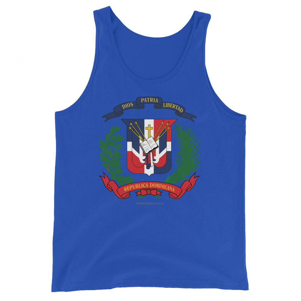 Escudo de la República Dominicana Unisex Tank Top  - 2020 - DominicanGirlfriend.com - Frases Dominicanas - República Dominicana Lifestyle Graphic T-Shirts Streetwear & Accessories - New York - Bronx - Washington Heights - Miami - Florida - Boca Chica - USA - Dominican Clothing