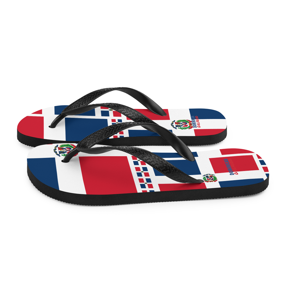 Dominican Republic Flag All-Over Collage Flip-Flops  - 2020 - DominicanGirlfriend.com - Frases Dominicanas - República Dominicana Lifestyle Graphic T-Shirts Streetwear & Accessories - New York - Bronx - Washington Heights - Miami - Florida - Boca Chica - USA - Dominican Clothing