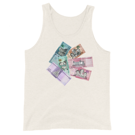 Dominican Pesos Unisex Tank Top  - 2020 - DominicanGirlfriend.com - Frases Dominicanas - República Dominicana Lifestyle Graphic T-Shirts Streetwear & Accessories - New York - Bronx - Washington Heights - Miami - Florida - Boca Chica - USA - Dominican Clothing