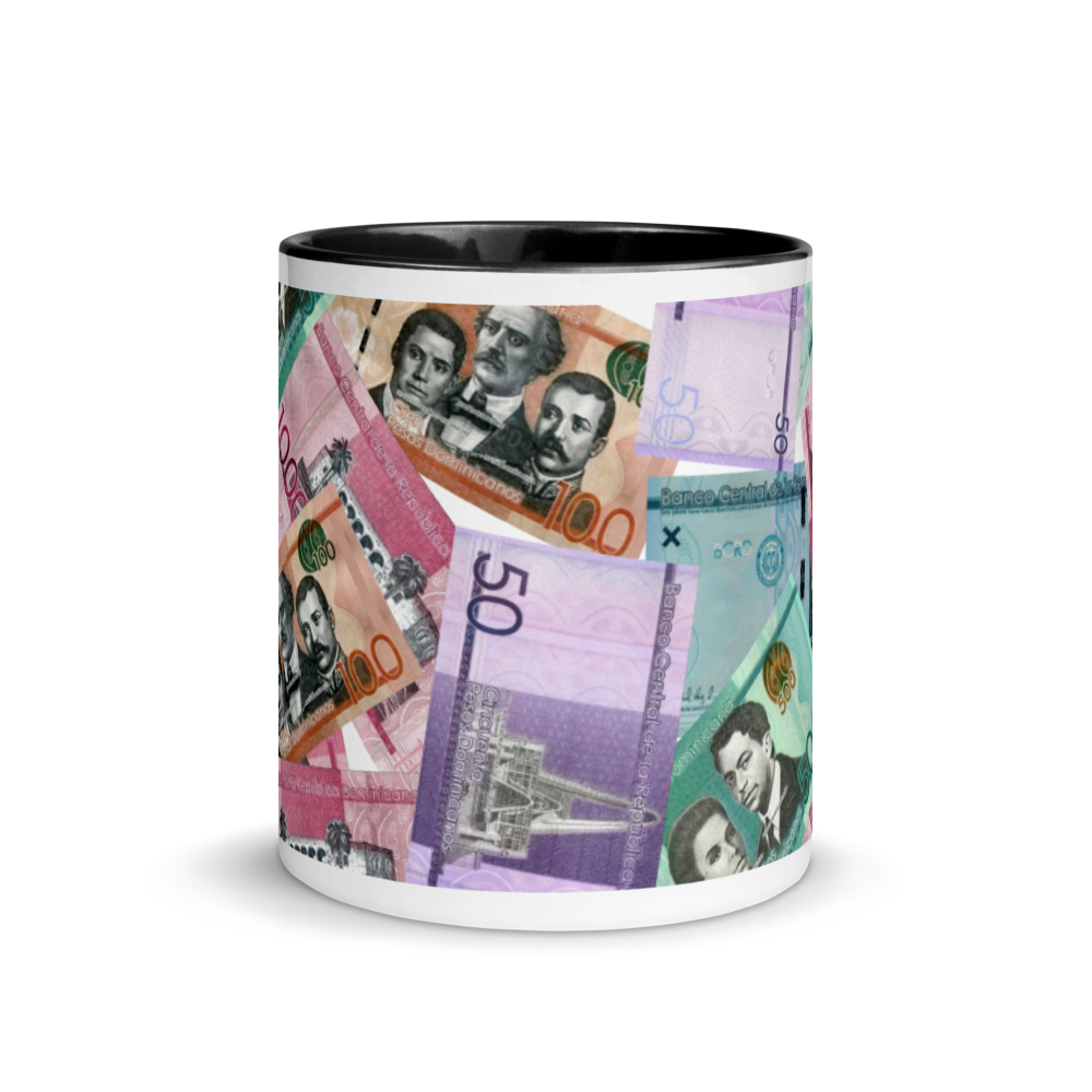 Dominican Pesos Mug with Color Inside  - 2020 - DominicanGirlfriend.com - Frases Dominicanas - República Dominicana Lifestyle Graphic T-Shirts Streetwear & Accessories - New York - Bronx - Washington Heights - Miami - Florida - Boca Chica - USA - Dominican Clothing