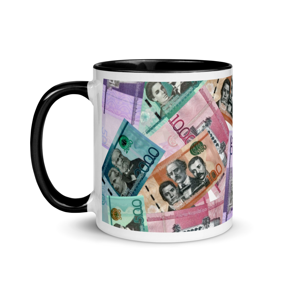 Dominican Pesos Mug with Color Inside  - 2020 - DominicanGirlfriend.com - Frases Dominicanas - República Dominicana Lifestyle Graphic T-Shirts Streetwear & Accessories - New York - Bronx - Washington Heights - Miami - Florida - Boca Chica - USA - Dominican Clothing