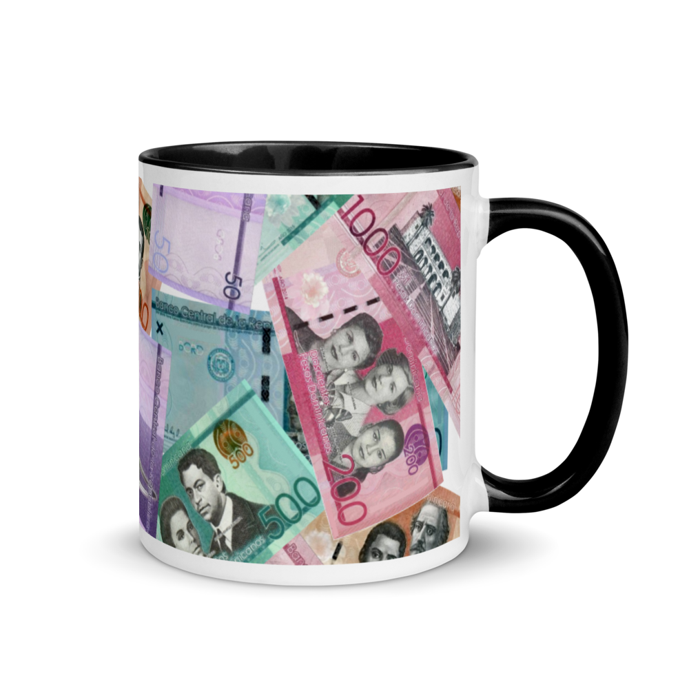 Dominican Pesos Mug with Color Inside  - 2020 - DominicanGirlfriend.com - Frases Dominicanas - República Dominicana Lifestyle Graphic T-Shirts Streetwear & Accessories - New York - Bronx - Washington Heights - Miami - Florida - Boca Chica - USA - Dominican Clothing