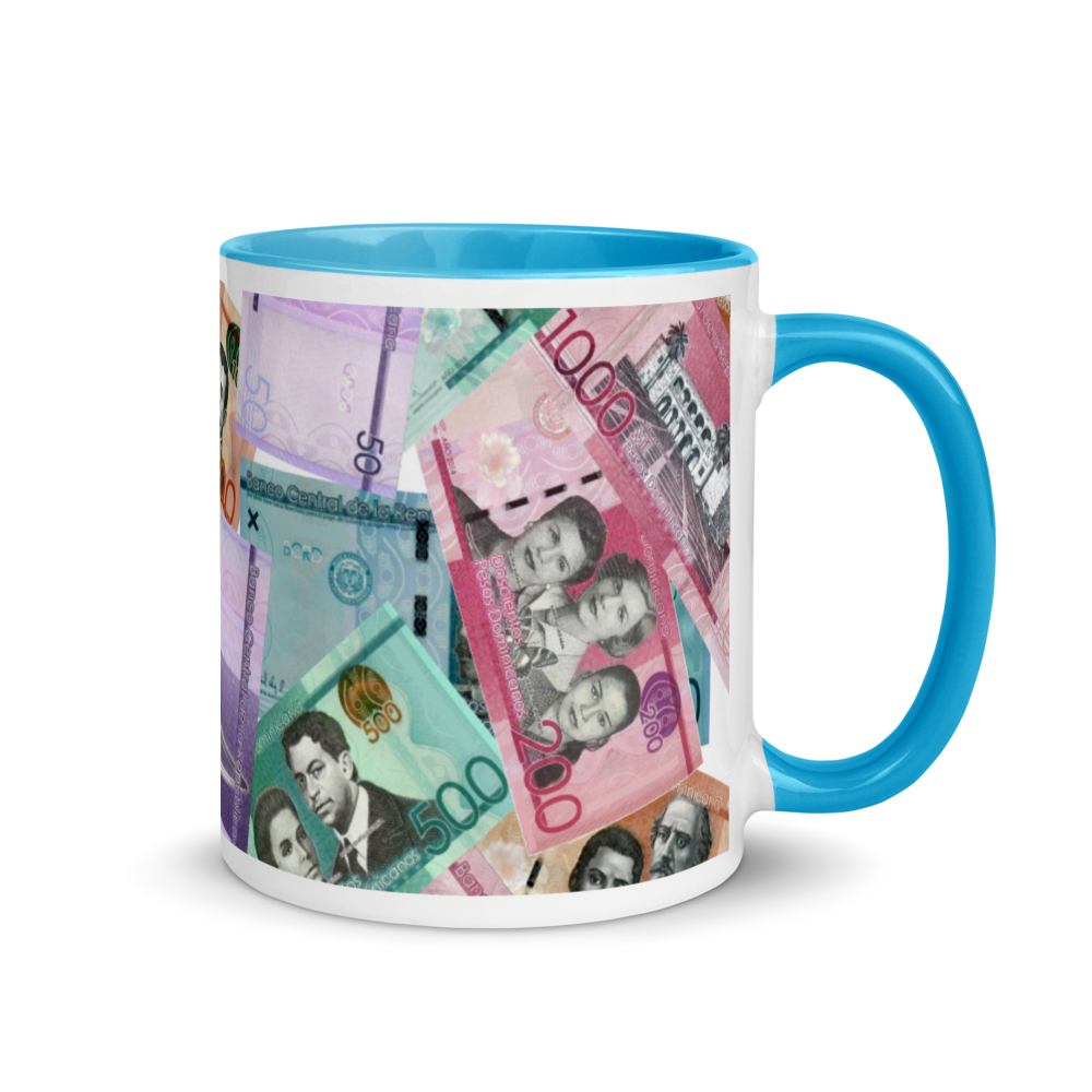 Dominican Pesos Mug with Color Inside  - 2020 - DominicanGirlfriend.com - Frases Dominicanas - República Dominicana Lifestyle Graphic T-Shirts Streetwear & Accessories - New York - Bronx - Washington Heights - Miami - Florida - Boca Chica - USA - Dominican Clothing
