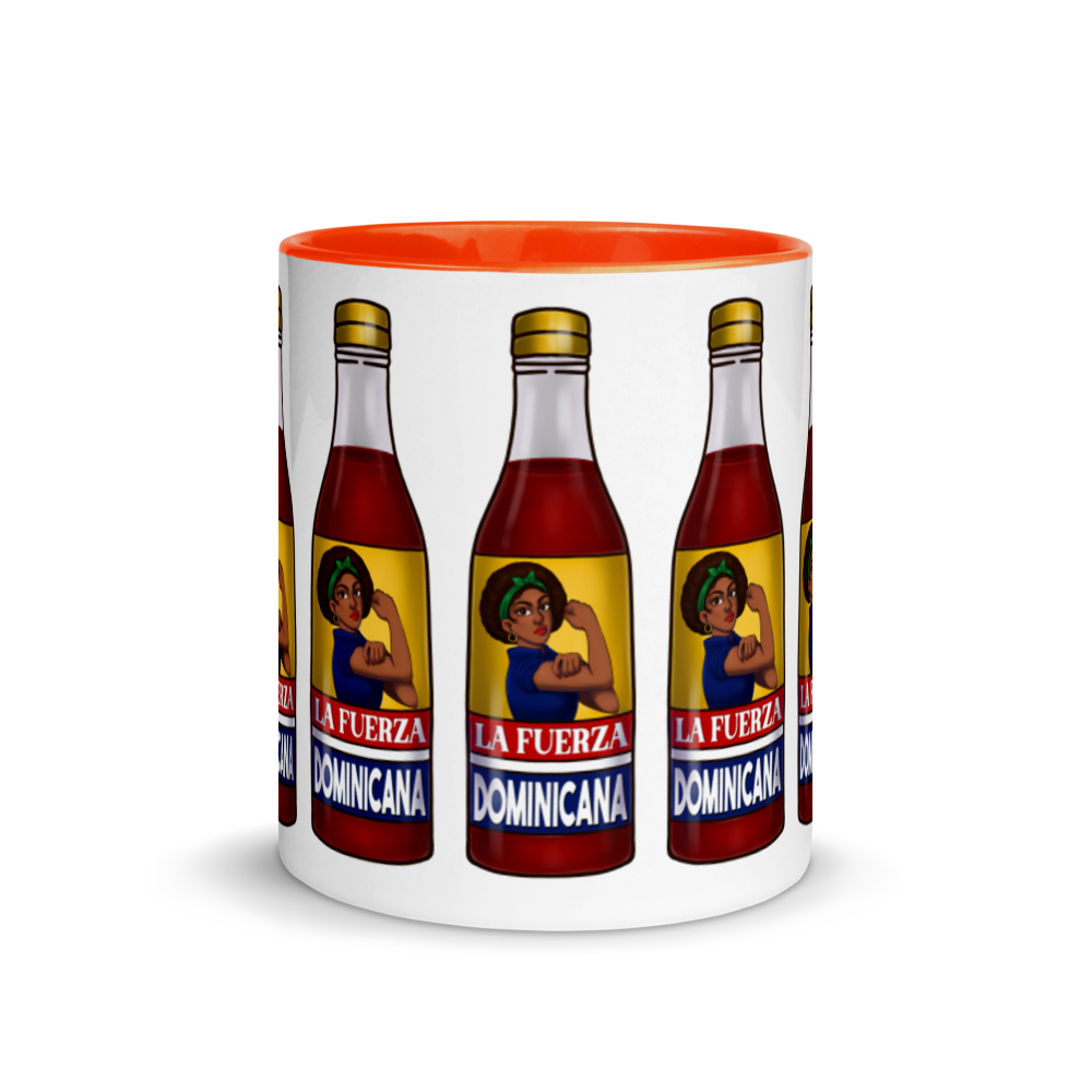 La Fuerza Dominicana Mug with Color Inside  - 2020 - DominicanGirlfriend.com - Frases Dominicanas - República Dominicana Lifestyle Graphic T-Shirts Streetwear & Accessories - New York - Bronx - Washington Heights - Miami - Florida - Boca Chica - USA - Dominican Clothing