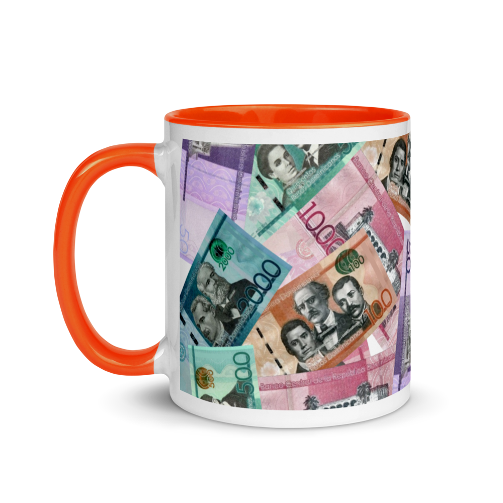 Dominican Pesos Mug with Color Inside  - 2020 - DominicanGirlfriend.com - Frases Dominicanas - República Dominicana Lifestyle Graphic T-Shirts Streetwear & Accessories - New York - Bronx - Washington Heights - Miami - Florida - Boca Chica - USA - Dominican Clothing