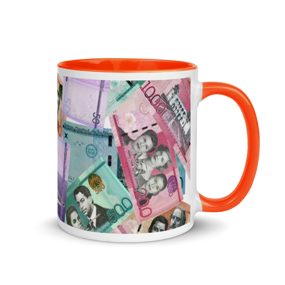 Dominican Pesos Mug with Color Inside  - 2020 - DominicanGirlfriend.com - Frases Dominicanas - República Dominicana Lifestyle Graphic T-Shirts Streetwear & Accessories - New York - Bronx - Washington Heights - Miami - Florida - Boca Chica - USA - Dominican Clothing