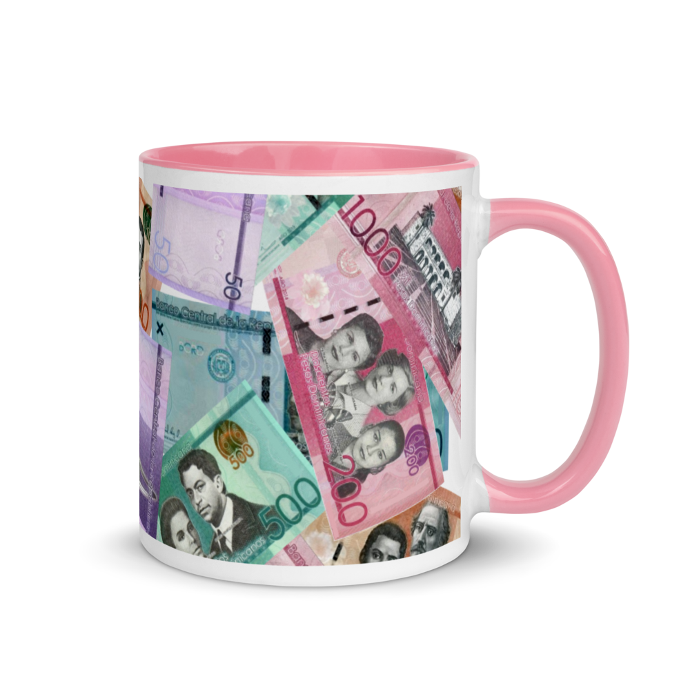 Dominican Pesos Mug with Color Inside  - 2020 - DominicanGirlfriend.com - Frases Dominicanas - República Dominicana Lifestyle Graphic T-Shirts Streetwear & Accessories - New York - Bronx - Washington Heights - Miami - Florida - Boca Chica - USA - Dominican Clothing