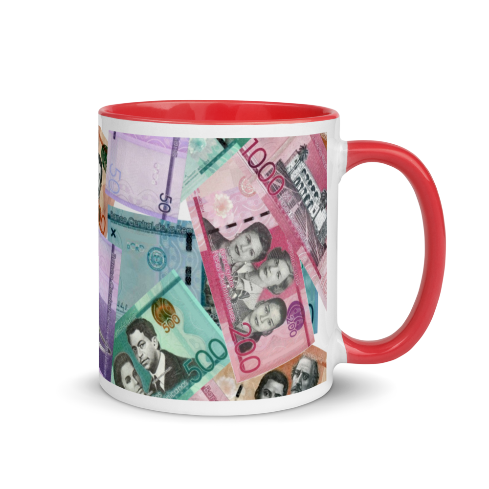 Dominican Pesos Mug with Color Inside  - 2020 - DominicanGirlfriend.com - Frases Dominicanas - República Dominicana Lifestyle Graphic T-Shirts Streetwear & Accessories - New York - Bronx - Washington Heights - Miami - Florida - Boca Chica - USA - Dominican Clothing