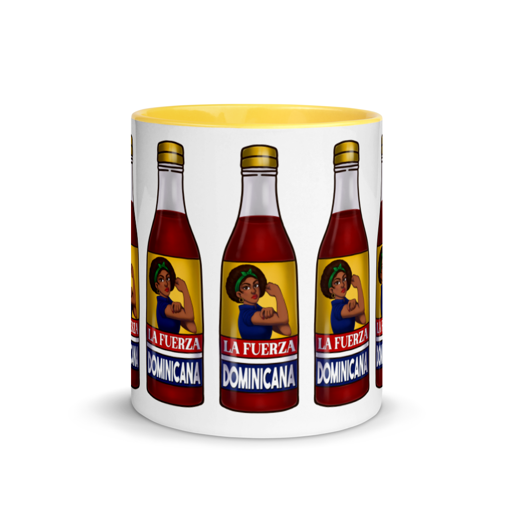 La Fuerza Dominicana Mug with Color Inside  - 2020 - DominicanGirlfriend.com - Frases Dominicanas - República Dominicana Lifestyle Graphic T-Shirts Streetwear & Accessories - New York - Bronx - Washington Heights - Miami - Florida - Boca Chica - USA - Dominican Clothing