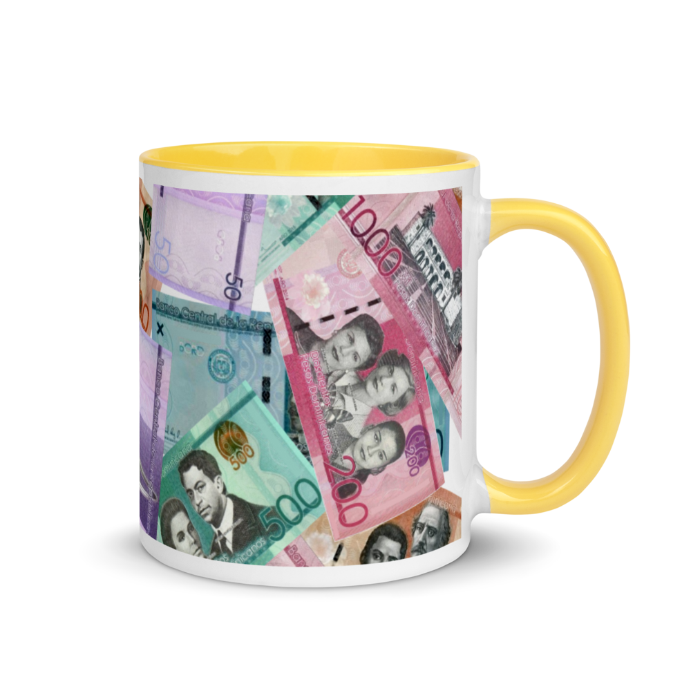 Dominican Pesos Mug with Color Inside  - 2020 - DominicanGirlfriend.com - Frases Dominicanas - República Dominicana Lifestyle Graphic T-Shirts Streetwear & Accessories - New York - Bronx - Washington Heights - Miami - Florida - Boca Chica - USA - Dominican Clothing