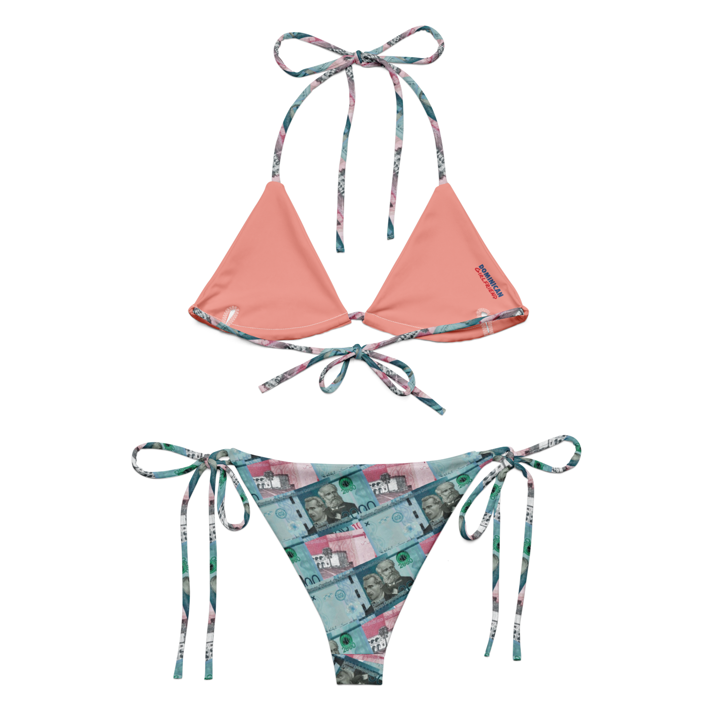 1000 y 2000 Dominican Pesos All-over Print Two Piece String Bikini Set Swimsuit