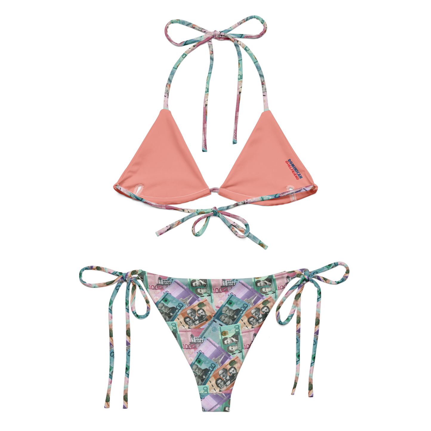 Dominican Pesos All-over Print Two Piece String Bikini Set Swimsuit