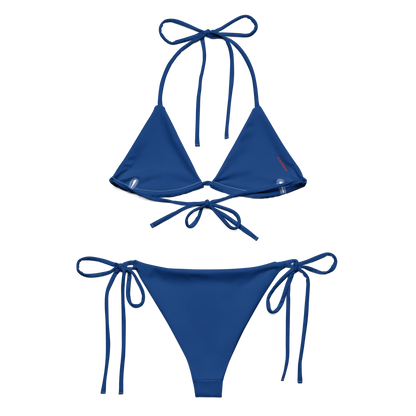 Dominican Republic Flag Two Piece Blue String Bikini Set Swimsuit