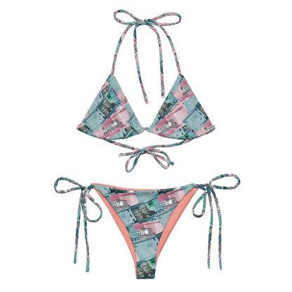 1000 y 2000 Dominican Pesos All-over Print Two Piece String Bikini Set Swimsuit