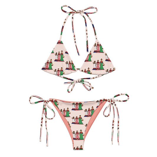 Dominican Faceless Dolls All-over Print Two Piece String Bikini Set Swimsuit