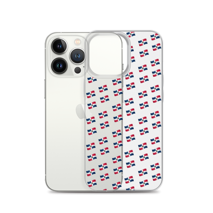 All-Over Emoji República Dominicana Flag iPhone Case (Transparent)