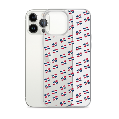 All-Over Emoji República Dominicana Flag iPhone Case (Transparent)