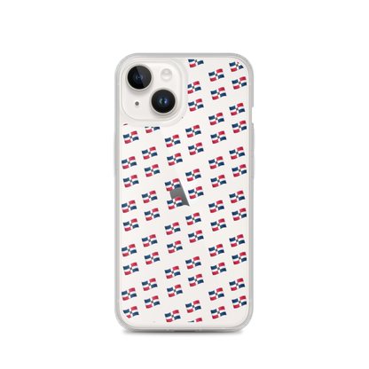 All-Over Emoji República Dominicana Flag iPhone Case (Transparent)