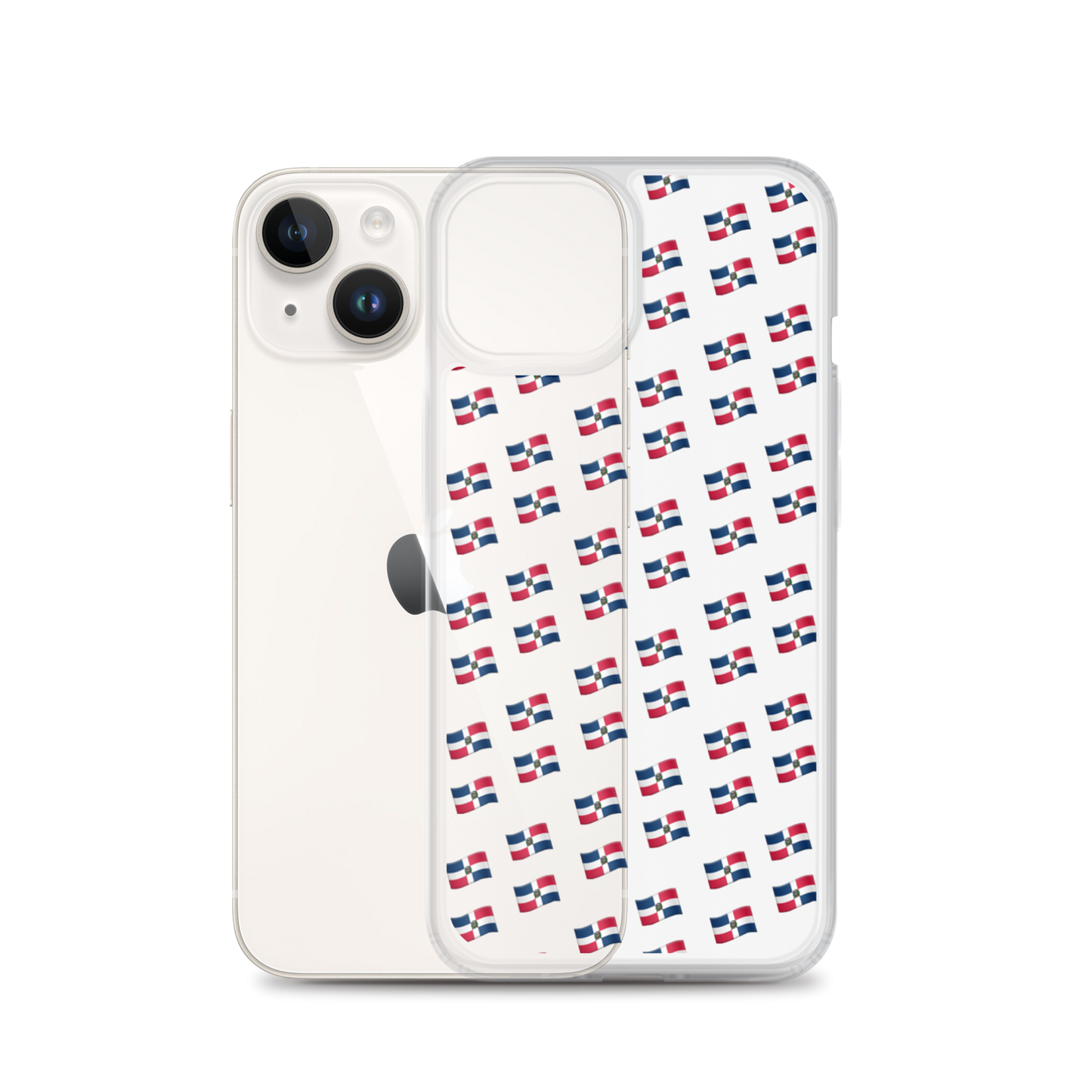 All-Over Emoji República Dominicana Flag iPhone Case (Transparent)